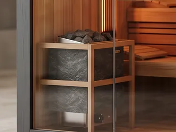 Detail: the stove with sauna stones